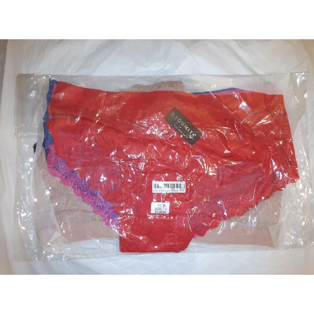 Youmita 2X Comfort Fit Lace Panty Pack of 6 NWT